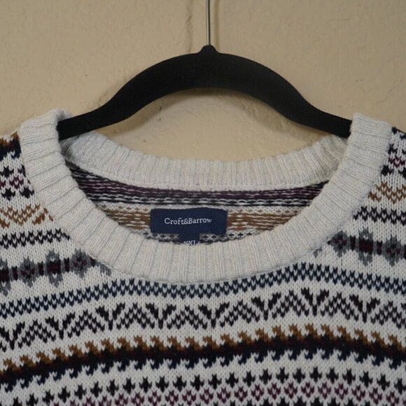 Croft & Barrow Mens Fisherman Sweater Long Sleeve Multicolor XXL Nordic Cotton - Picture 4 of 8